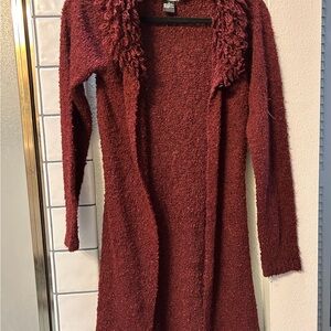 Takeout Deep Red Acrylic Knit Duster